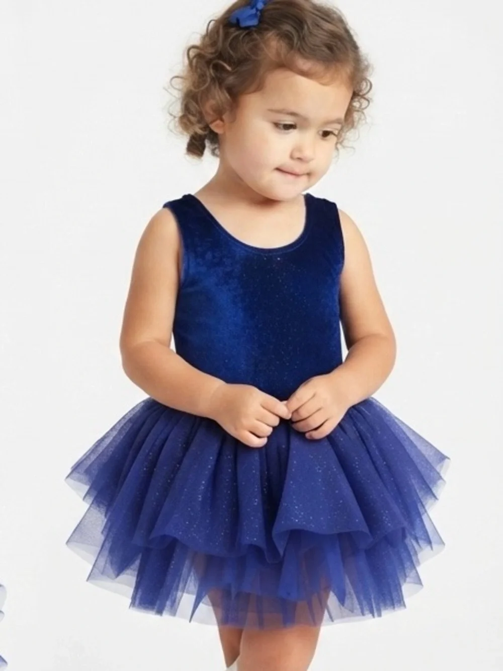 Plum Girls 4Y Royal Blue Velvet Sparkle Tutu Leotard Dress